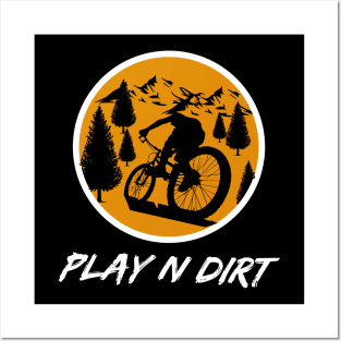 Mountain Biker Riding Uphill - Play N Dirt Posters and Art